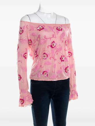 Escada sequin-embellishment long-sleeves top - women - Elastane/Polyamide - 46 - Pink
