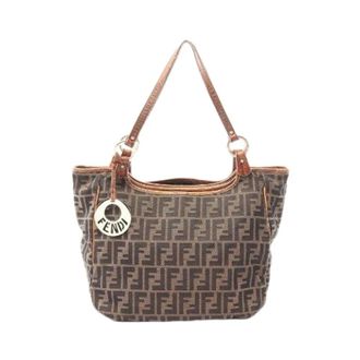Fendi Pre-owned Tote Bags, female, Brown, Size: ONE SIZE Pre-owned Zucca Leather Nylon Canvas Tote Bag