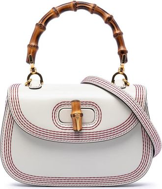 Gucci Pre-owned Gucci Small Calfskin Stitched Bamboo 1947 Top Handle Bag Ladies 5HLZOXEE3HYRXYID