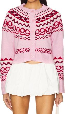 LoveShackFancy Shantae Fair Isle Cardigan In Cherry Jubilee