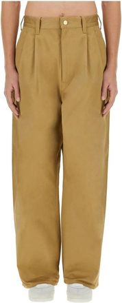 Junya Watanabe Pantalone - Heren - Straight fit broeken - Beige - S - Leer - Broeken
