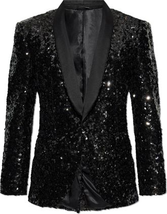 Dolce & Gabbana Paillettenblazer - Heren - Blazers - Zwart - S - Pailletten - Jassen