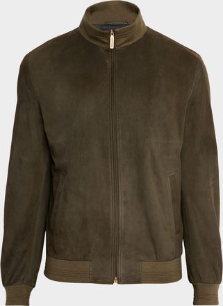 Stefano Ricci Mens Suede Full-Zip Jacket