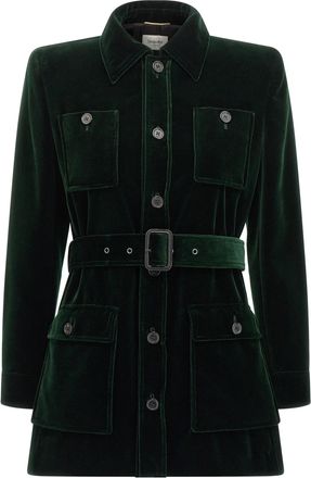 Saint Laurent Saharan Jacket Puffer Jackets Verde-Donna