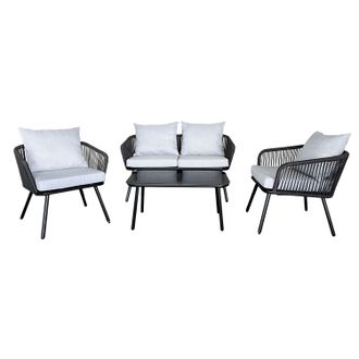 Happy Garden Happy Garden - Conjunto De Muebles De Jard&iacute;n De Cuerda Ouv&eacute;a Gris Claro 4 Asientos