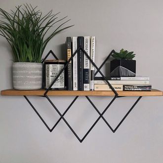 Dmora Estante Cadeo, Un Estante, De Madera De Abeto, Estructura Negra, 41x15x32h Cm, Color Nogal Oscuro