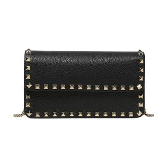 Valentino Garavani Clutches, female, Black, Size: ONE SIZE Leather Flap Clutch