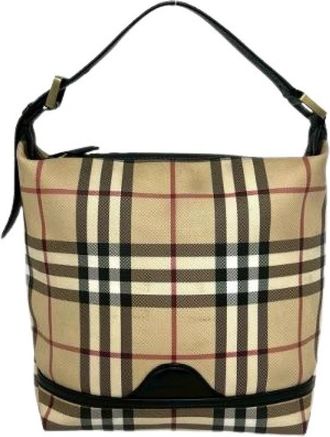 Burberry Pre-owned Leren Tote Bag - Dames - Vintage Schoudertas - Beige - ONE Size - Leer - Vintage