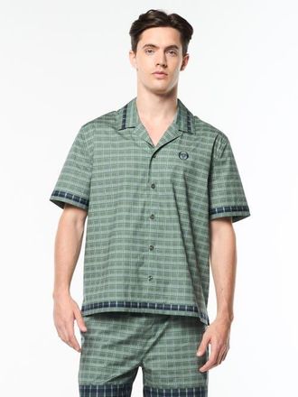Sergio Tacchini Quadretto Cabana Shirt in Duck Green at Nordstrom, Size Xxx-Large
