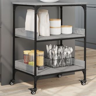 vidaXL Carrito De Cocina Madera Ingenier&iacute;a Gris Sonoma 60x41x80,5 Cm Vidaxl