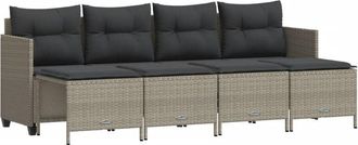 vidaXL Vidaxl - Set De Sof&aacute;s Jard&iacute;n Y Cojines 5 Pzas Rat&aacute;n Sint&eacute;tico Gris Claro