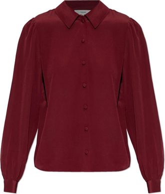Frame Denim De Silk Staple Blouse - Dames - Overhemden - Rood - XS - Satijn - Overhemden