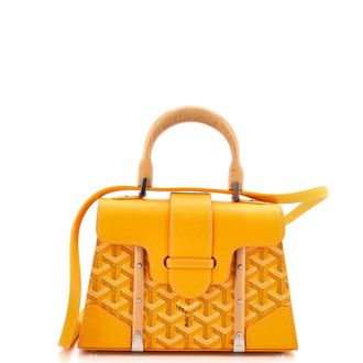 Goyard Structured Saigon Top Handle Bag Coated Canvas with Leather Mini