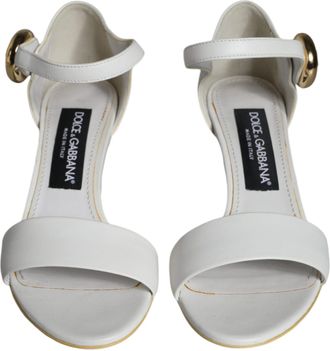 Dolce & Gabbana White Leather Heels Keira Sandals Womens Shoes