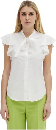 Moschino Romantische Mouwloze Katoenen Blouse - Dames - Overhemden - Wit - XS - Katoen - Overhemden