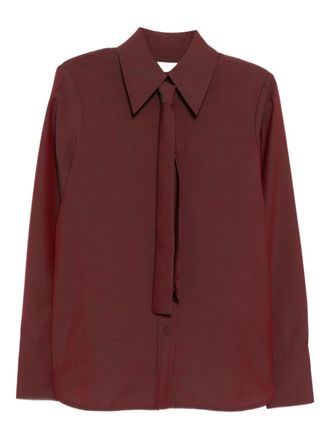 Jil Sander tie poplin shirt - women - Virgin Wool/Mohair/Viscose - 34 - Red