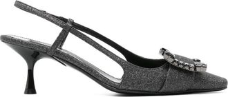 Sergio Rossi 60mm Sr Twenty slingback pumps - women - Calf Leather/Fabric/Calf Leather/Fabric - 37.5 - Black