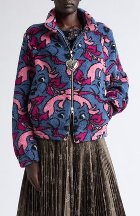 Chopova Lowena Cheeky Girl Fitted Fleece Jacket in Blue And Pink at Nordstrom, Size X-Small