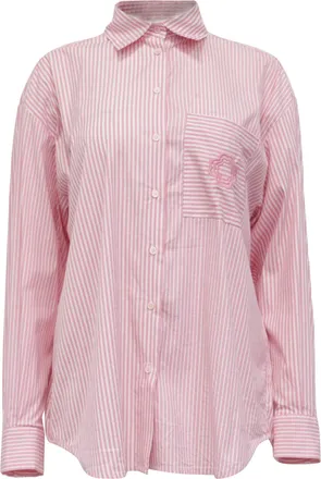 Maje Oversized Striped Shirt in Pink Cotton