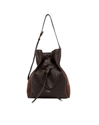 Gianni Chiarini Espresso Sienna Ostrich-Embossed Leather Bag