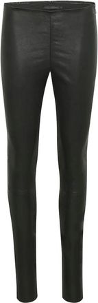 Karen by Simonsen Zwarte Leren Broek Meteorietstijl - Dames - Leren Broeken - Zwart - S - Broeken