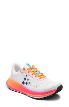 Craft Pacer Low Top Running Shoe in White/Flourange at Nordstrom, Size 7.5