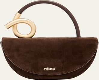 Cult Gaia Azariah Half-Moon Suede Top-Handle Bag