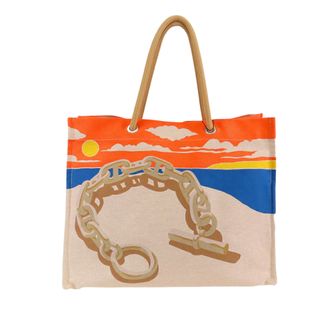 Herm&egrave;s Tweedehands Toile Escale A La Plage Strandtas