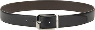 Ermenegildo Zegna Reversible Polished Silver Buckle Cow Leather Belt