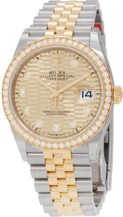 Rolex Datejust 36 Golden Fluted Motif Diamond Dial Automatic Jubilee Watch M126283rbr-0031