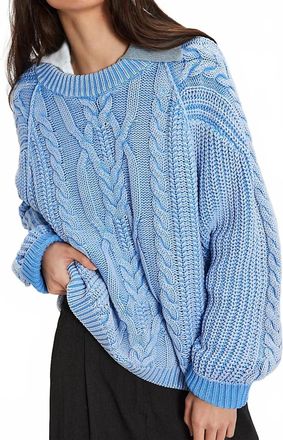 Free People Frankie Cable Sweater In Della Robbia Blue