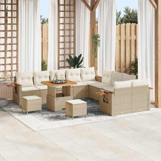 vidaXL Conjunto De Sof&aacute; De Jard&iacute;n 13 Pcs Beige Y Crema 80 X 80 X 71 Cm Vidaxl