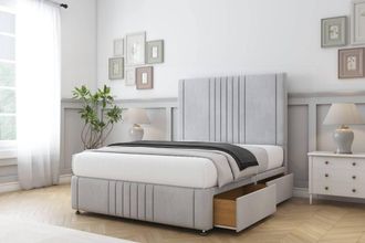 Comfort Beds Royal Naples Divan Base 2 Drawers - 54 Headboard-Footboard in Silver | Size: King
