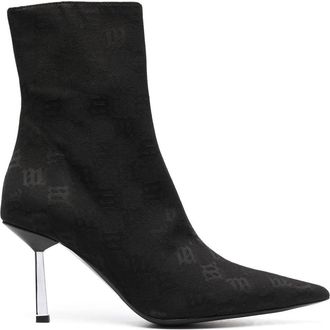 Misbhv monogram pointed-toe boots - women - Calf Leather/Rubber/Fabric - 41 - Black