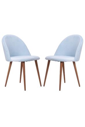 Life Interiors Set of 2 Lucia Ergonomic Velvet Dining Chairs with Wooden Legs, Modern Upholstered Accent Chair in Royal