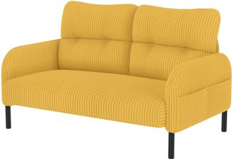 STILVORA Sof&aacute; Recto 2 Plazas En Terciopelo Acanalado Con Respaldo Ergon&oacute;mico Y Bolsillo Lateral, Estructura De Metal, Amarillo