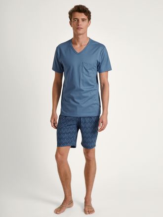 CALIDA Shorty CALIDA Relax Imprint 2, Herren, Gr. S (46/48), blau (coronet blau), Single Jersey, Obermaterial: 100% Baumwolle, gemustert, unifarben, bequem k