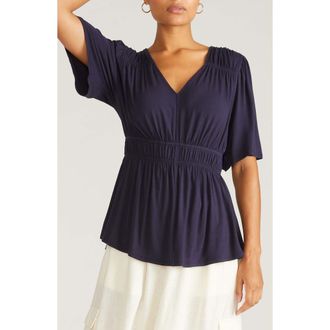Universal Standard Liquid Jersey Peplum Top in Midnight at Nordstrom, Size Xxx-Large
