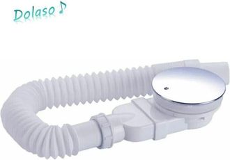 OEM Desag&uuml;e De Ducha Extraplano De 90 Mm, Sif&oacute;n Antiolor Con Filtro Para Cabello, Manguera Flexible, Tapa Cromada Blanca, F&aacute;cil Instalaci&oacute;n