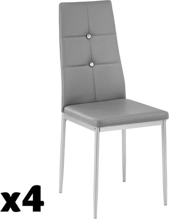 TecTake 4 Sillas de comedor tapizadas, respaldo alto con brillantes gris