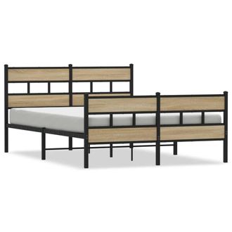 Berkfield Home Metal Bed Frame without Mattress Sonoma Oak 150x200 cm King Size in Brown