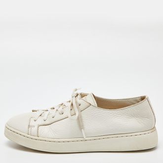 Santoni White Leather Low Top Sneakers