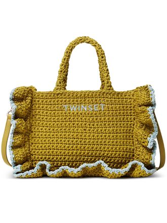 Twin-Set Mustard Yellow Rectangular Knit Handbag