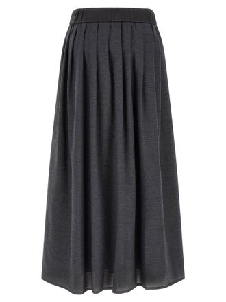 PESERICO Pleated Lyocell Skirt - Anthracite