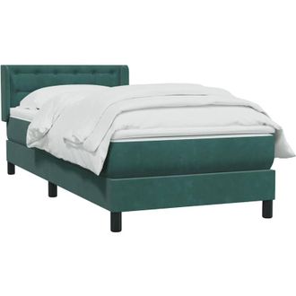vidaXL Cama Box Spring Con Colch&oacute;n Terciopelo Verde Oscuro 80x220 Cm Vidaxl
