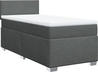 vidaXL Vidaxl - Cama Box Spring Con Colch&oacute;n Tela Gris Oscuro 90x200 Cm