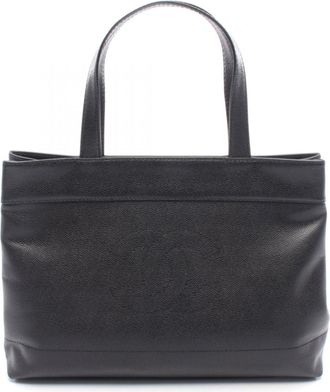 Chanel Black Leather Handbag Tote Bag (Pre-Owned)