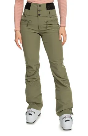 Roxy Rising High Waterproof Shell Snow Pants in Deep Lichen Green at Nordstrom, Size Large