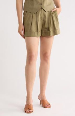 DKNY Linen Blend Shorts in Light Fatigue at Nordstrom Rack, Size 12