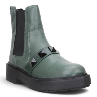 Offline Shoes Womens Studded Bootie In Green Gray